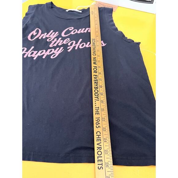 Project Social T Only Count the Happy Hours Graphic Tank Top Brown Women's L NWT - Picture 8 of 8